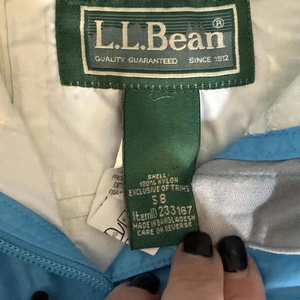 LL BEAN Youth Size Small (8) Blue  Hooded Full Zip‎ Windbreaker/Rain Coat